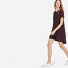 Everlane The Silk Short-sleeve Dress - Burgundy