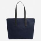 Everlane The Twill Tote - Navy With Black Leather