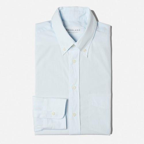 Everlane The Slim Fit Poplin - Lt Blue Pinstripe
