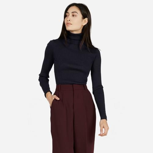 Everlane The Wool Ribbed Turtleneck - Navy