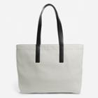 Everlane The Twill Tote - Stone With Black Leather