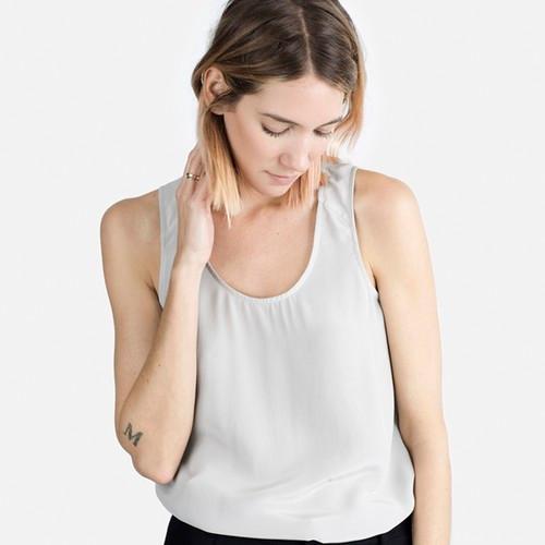 Everlane The Silk Tank - Light Grey