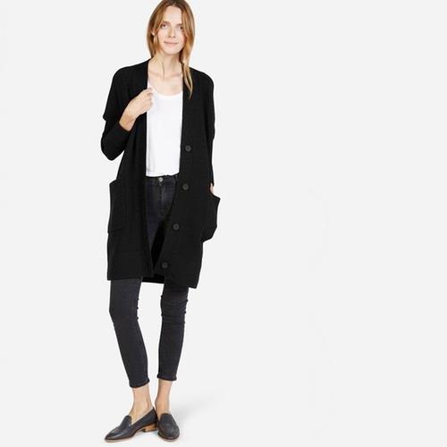 Everlane The Chunky Wool Cardigan Coat - Black