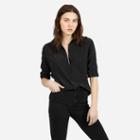 Everlane Women's Silk Point Collar Long-sleeve - Black