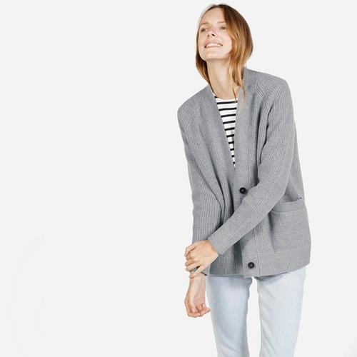 Everlane The Chunky Wool Cardigan - Grey
