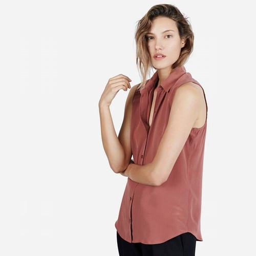 Everlane The Silk Sleeveless - Red Clay