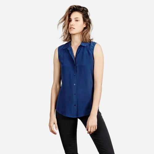 Everlane The Silk Sleeveless - Royal Blue
