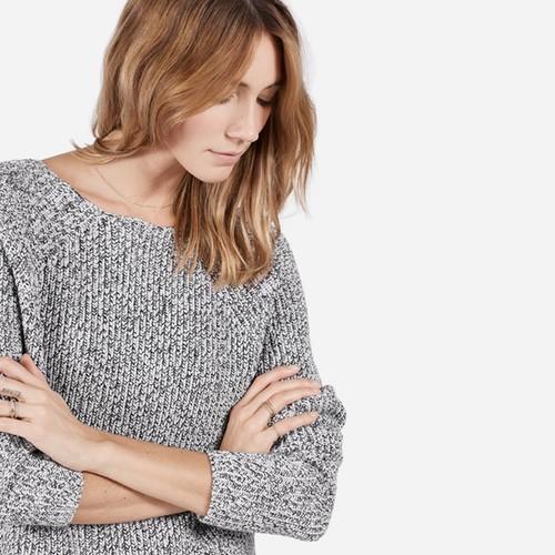 Everlane The Chunky Wool Wide Crewneck - Grey Marl