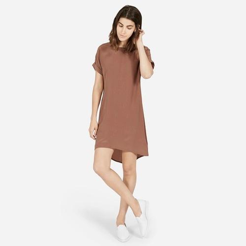 Everlane The Silk Short-sleeve Dress - Rose Taupe