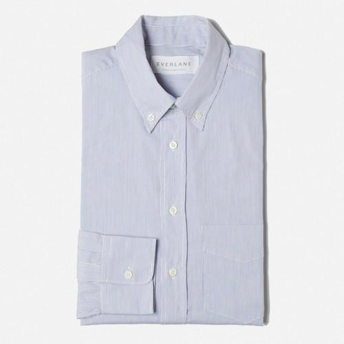Everlane The Slim Fit Poplin - Blue Pinstripe