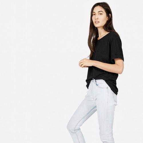 Everlane Women's Slouchy Cotton Slub Crew - Black