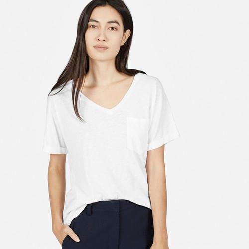 Everlane Women's Slouchy Cotton Slub V - White