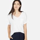 Everlane Women's Slouchy Cotton Slub V - White