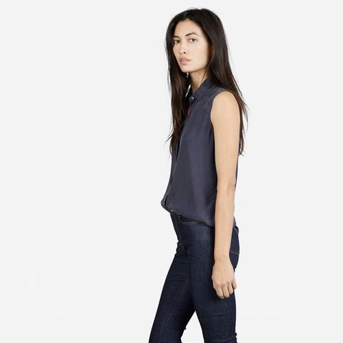 Everlane The Silk Sleeveless - Navy