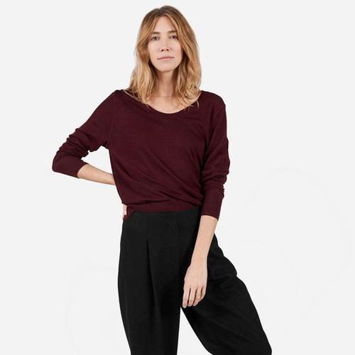 Everlane The Luxe Sweater U-neck - Burgundy