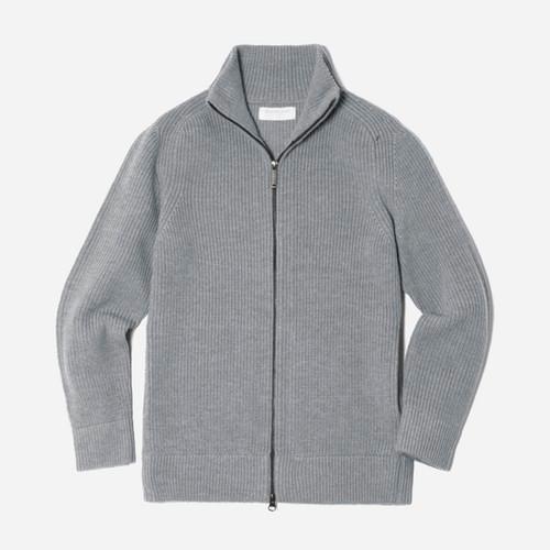 Everlane The Ribbed Zip Cardigan - Grey