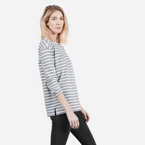 Everlane Women's Striped Heavyweight Tee - Grey / Cream