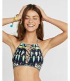 Express Womens Feather Print Lace-up Bikini