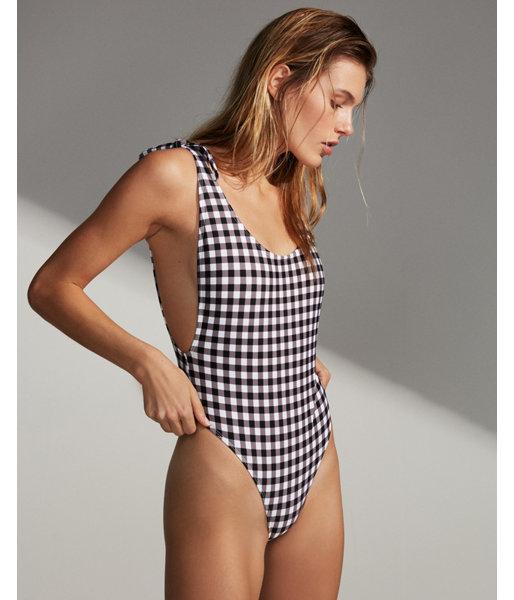 Express Womens Gingham Ultra High Leg One-piece