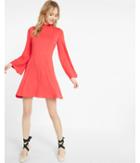 Express Womens Bell Sleeve Mock Neck Fit And Flare Dress