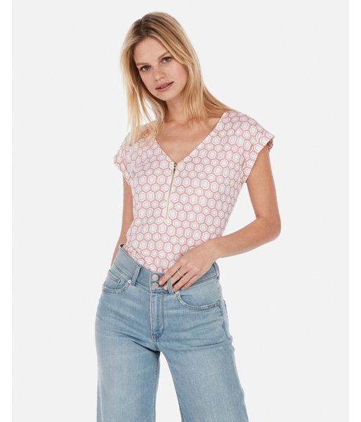 Express Womens Printed Zip Front Gramercy Tee