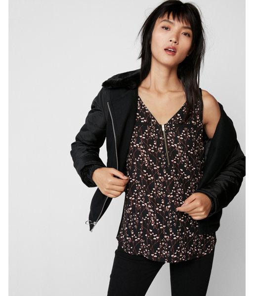 Express Womens Vine Print Zip Front Tank