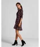 Express Womens Petite Ruched Puff Sleeve Fit And Flare Dress