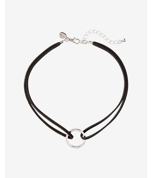 Express Womens Double Suede Chain Choker Necklace