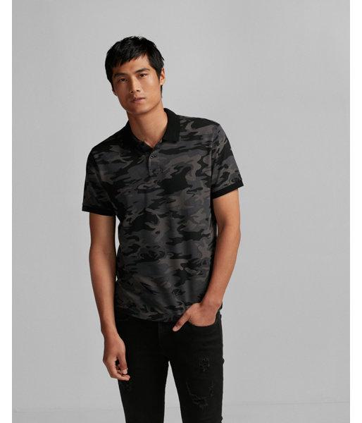 Express Mens Camo Print Stretch Pique Polo