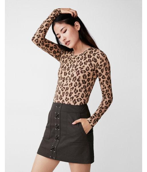 Express Womens Leopard Crew Neck Tee