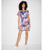Express Womens Floral Surplice Fit And Flare Dress