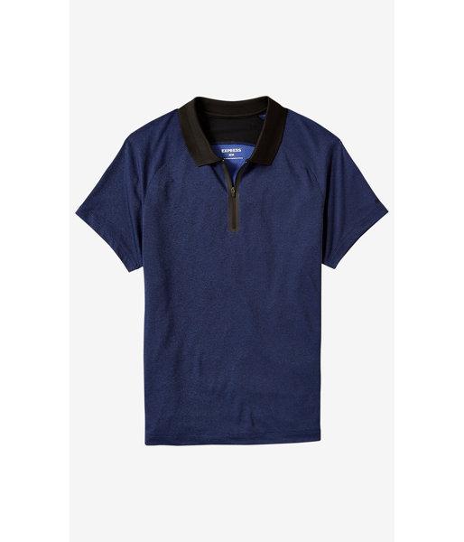 Express Men's Polos Raglan Sleeve Zip Front Express Tech Blue Polo