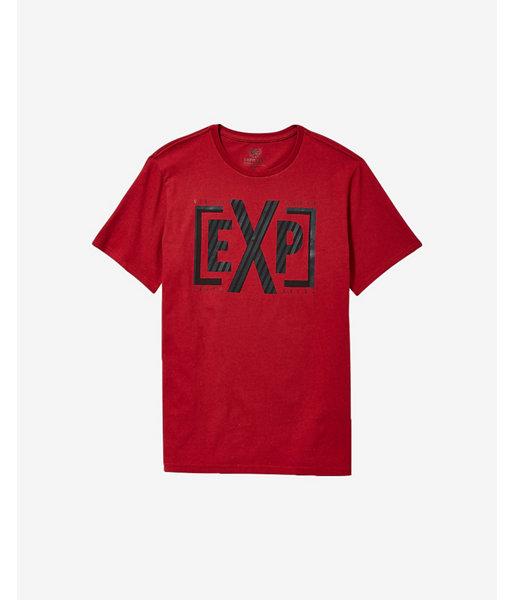 Express Mens Red Striped Monogram Graphic T-shirt