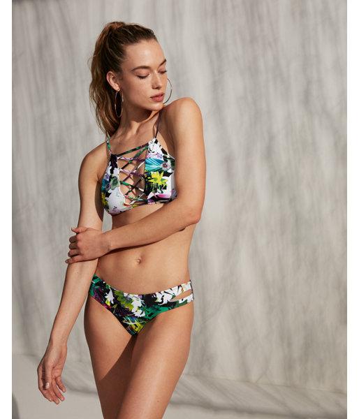 Express Womens Floral Print Cut-out Bikini
