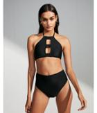 Express Womens Strappy Cut-out Halter Neck Bikini Top