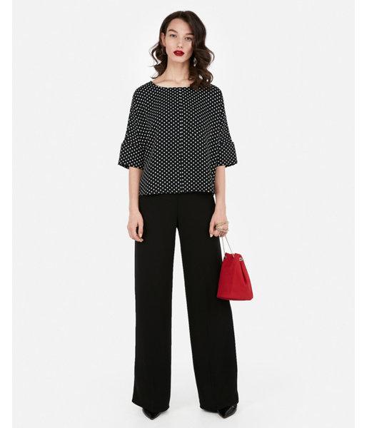 Express Womens Polka Dot Silky Pocket Cocoon Blouse