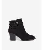 Express Womens Faux Suede Buckle Heeled Booties