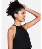 Express Womens Petite Sheer High Neck Peplum Top