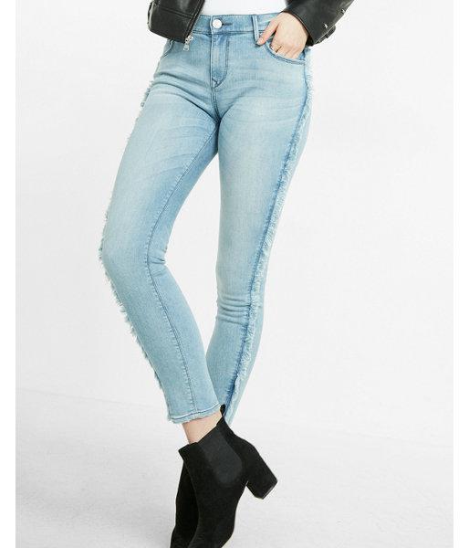 Express Mid Rise Fringe Stretch+performance Skinny Ankle Jean