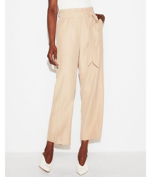 Express Womens High Waisted Soft Twill Sash Waist Ankle Pant