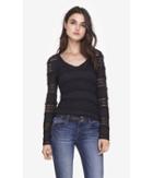 Express Women's Tees Tiered Lace V-neck Long Sleeve