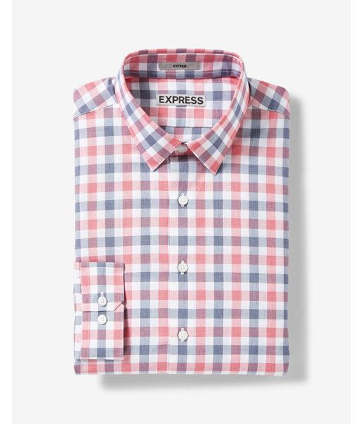 Express Mens Extra Slim Fit Plaid Cotton Dress