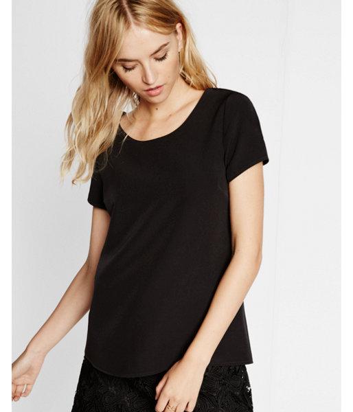 Express Womens Zip Back Crew Neck Tee