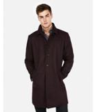 Express Mens Burgundy Recycled Wool-blend Topcoat