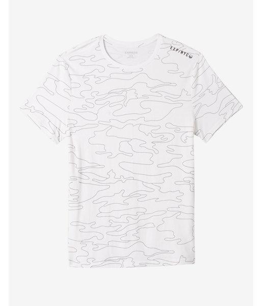 Express Camo Outline Crew Neck Graphic Tee