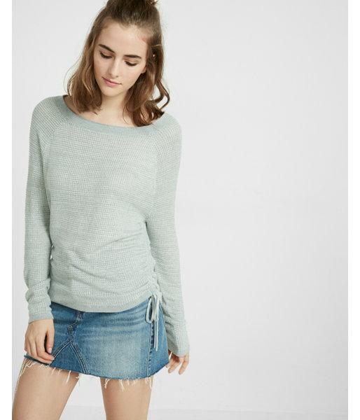 Express Womens Ruched Side Raglan Pullover