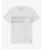 Express Mens Distressed Stripe V-neck Pocket Tee