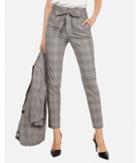 Express Womens Petite High Waisted Plaid Paperbag Ankle Pant
