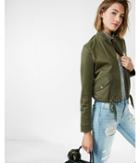 Express Womens Cropped Twill Bomber Jacket