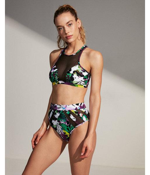 Express Womens Floral Mesh High Neck Bikini